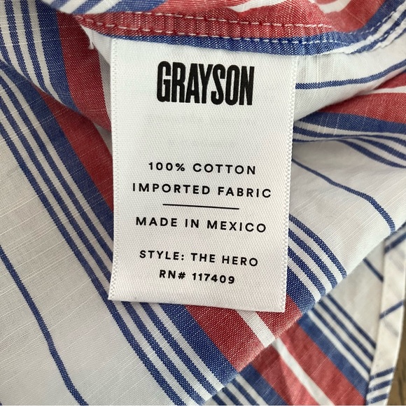 Grayson The Hero Striped Red White Blue Button Shirt‎ Women's Size 1 XS - Picture 5 of 8